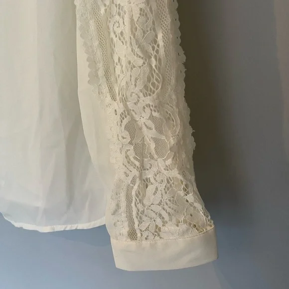 catherine Malandrino Long Sleeve Lace Button Down Blouse - Picture 6 of 9